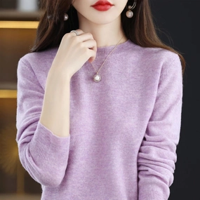 100% Pure Wool Cashmere Sweater Women's O-neck Pullover