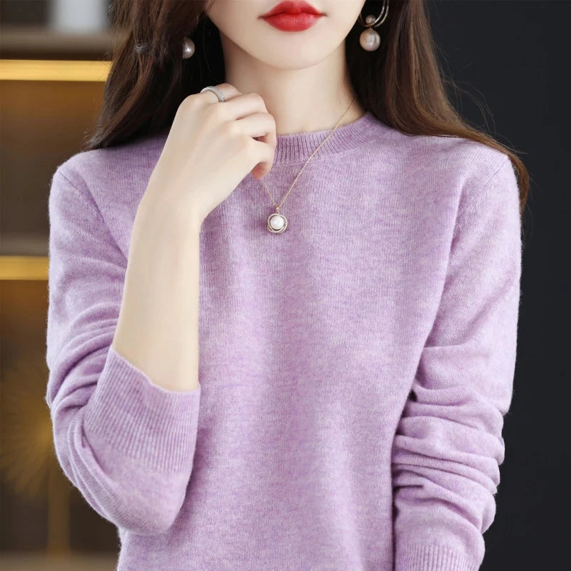 100% Pure Wool Cashmere Sweater Women's O-neck Pullover