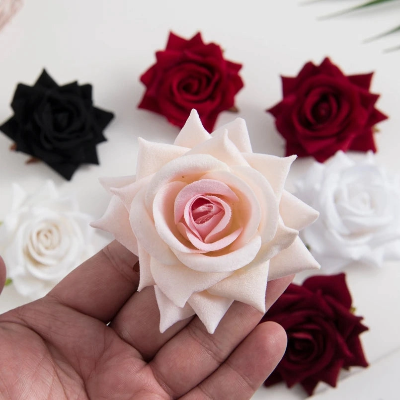 100PCS Silk Red Roses Head Fake Floral Decor for Weddings