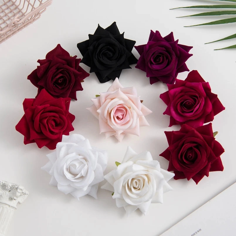 100PCS Silk Red Roses Head Fake Floral Decor for Weddings