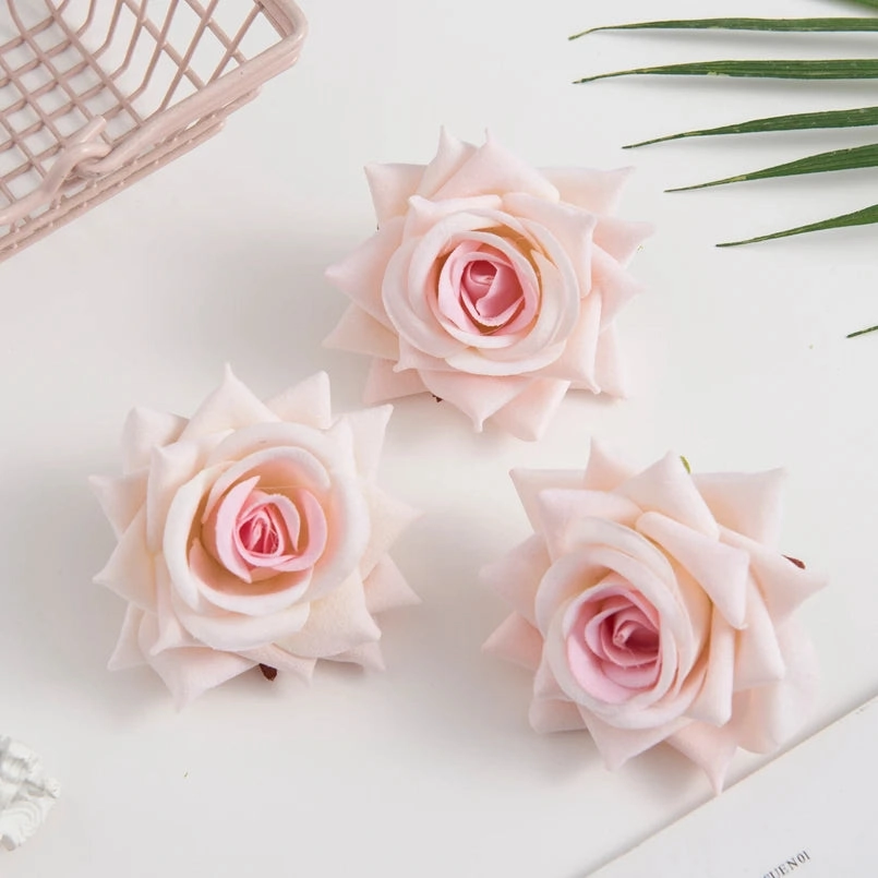 100PCS Silk Red Roses Head Fake Floral Decor for Weddings