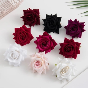 100PCS Silk Red Roses Head Fake Floral Decor for Weddings