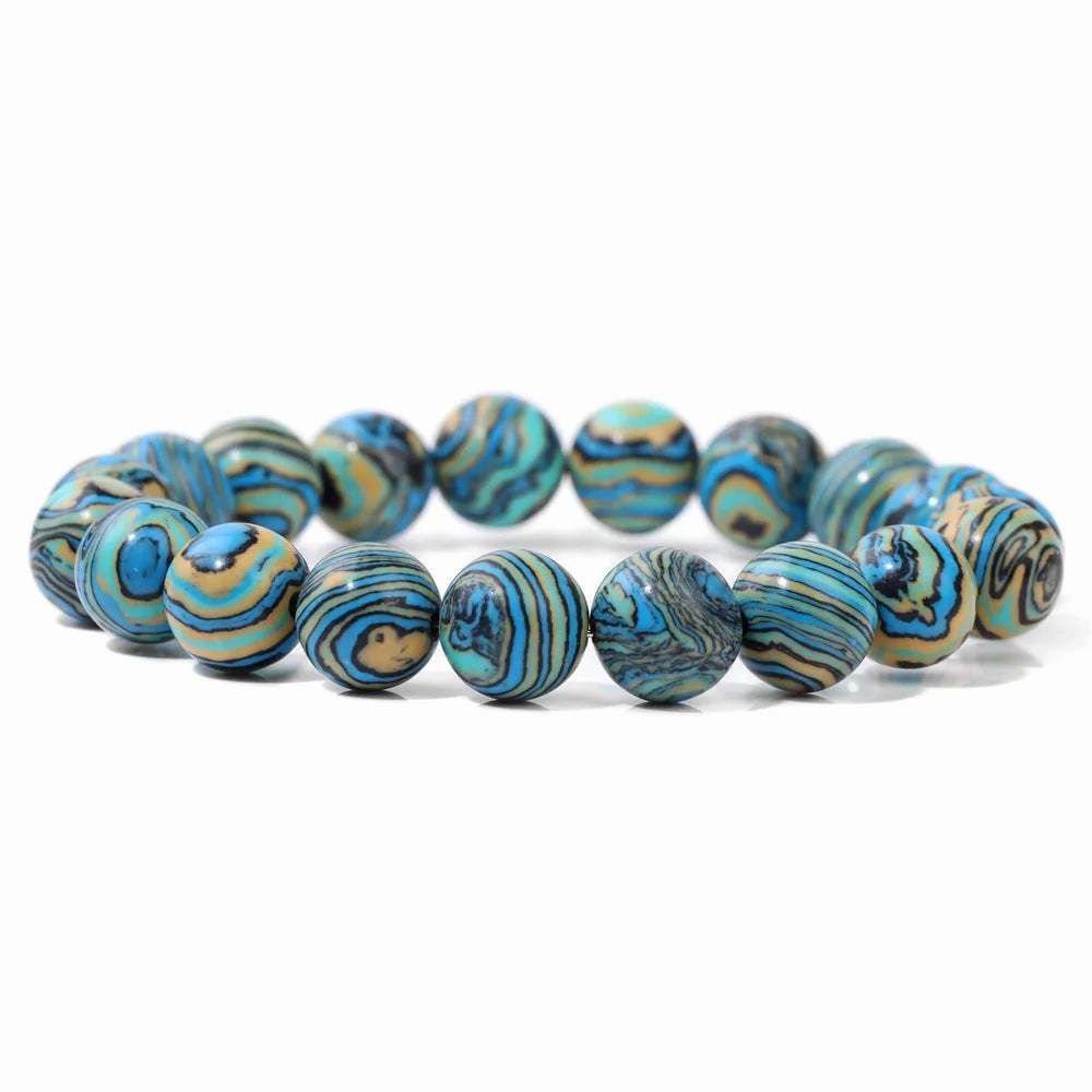 10mm Blue Malachite Beads Bracelets For Women Men Handmade