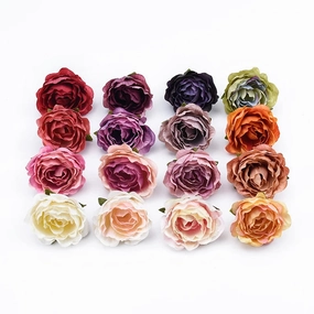 10Pcs 4cm Multicolor Wedding Decoration Silk Roses for Crafts