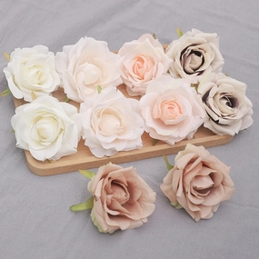 10pcs 7-8cm White Silk Rose Artificial Flower Heads for Weddings and Decor
