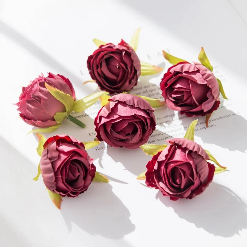 10Pcs Silk Tea Buds Roses for Wedding Decor and Diy Gifts