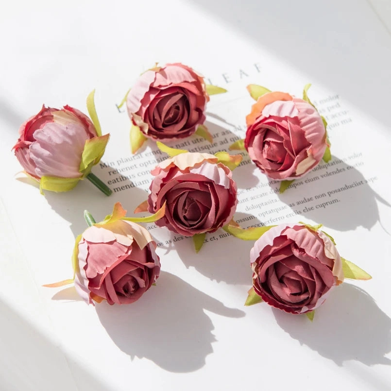 10Pcs Silk Tea Buds Roses for Wedding Decor and Diy Gifts