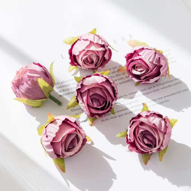 10Pcs Silk Tea Buds Roses for Wedding Decor and Diy Gifts