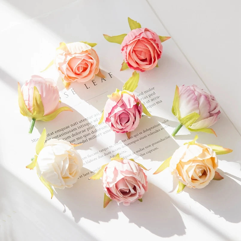 10Pcs Silk Tea Buds Roses for Wedding Decor and Diy Gifts