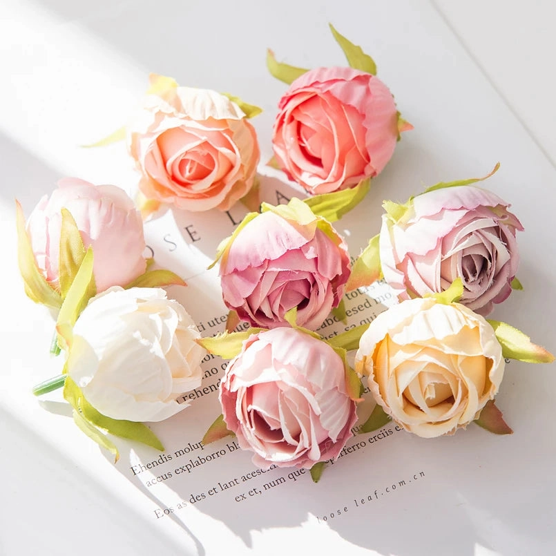 10Pcs Silk Tea Buds Roses for Wedding Decor and Diy Gifts