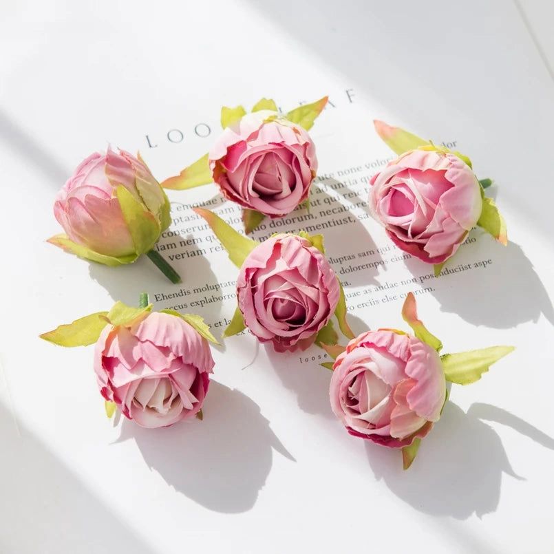 10Pcs Silk Tea Buds Roses for Wedding Decor and Diy Gifts