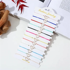 12Pcs Hollowed Out Alloy Love Bracelet Set Adjustable Charm