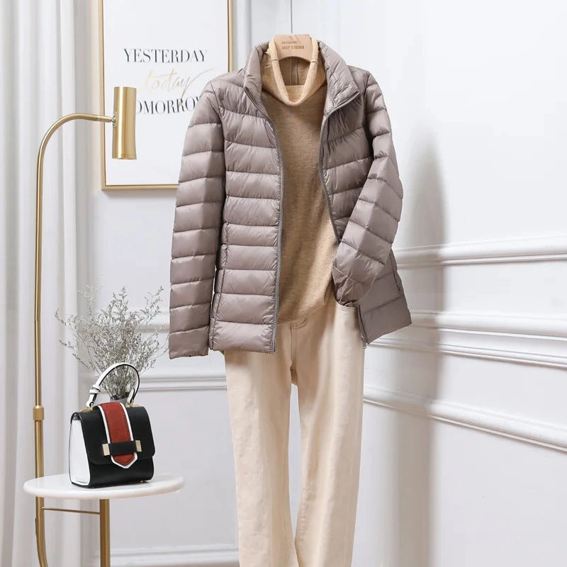 15 Colors Female Slim Fit Short Portable Windproof Puffer Jacket