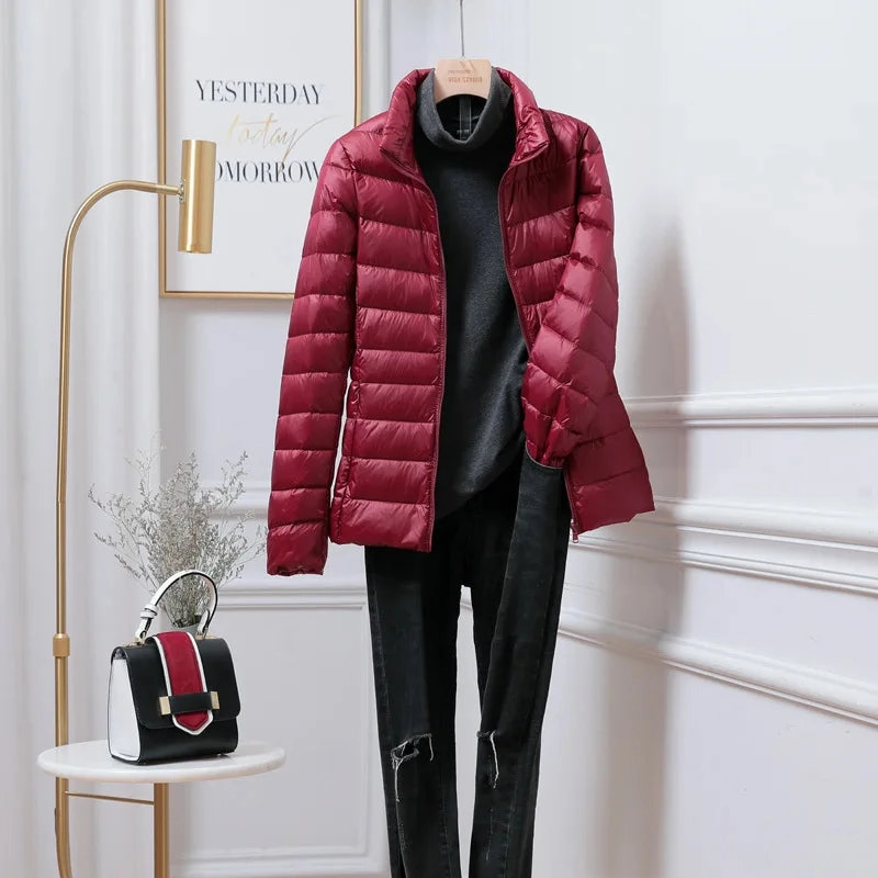 15 Colors Female Slim Fit Short Portable Windproof Puffer Jacket