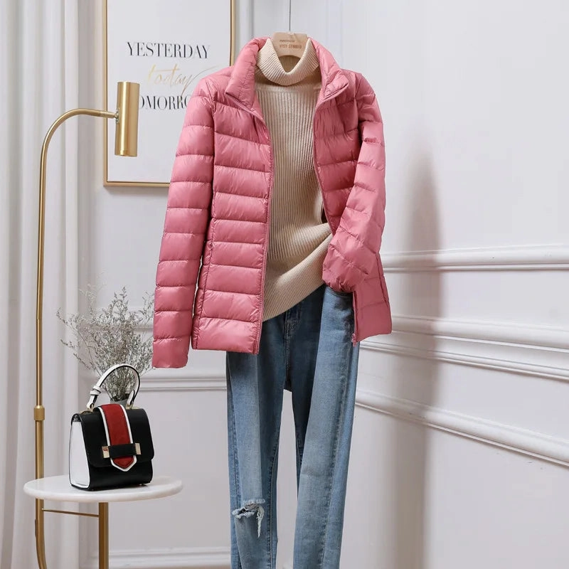 15 Colors Female Slim Fit Short Portable Windproof Puffer Jacket