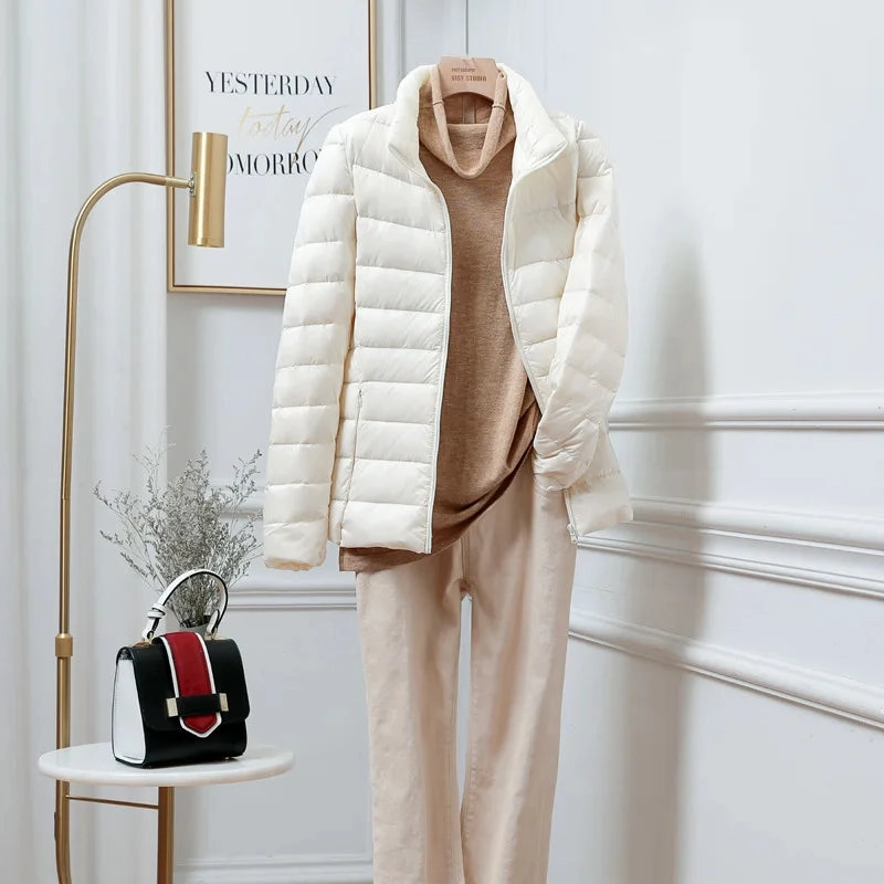 15 Colors Female Slim Fit Short Portable Windproof Puffer Jacket