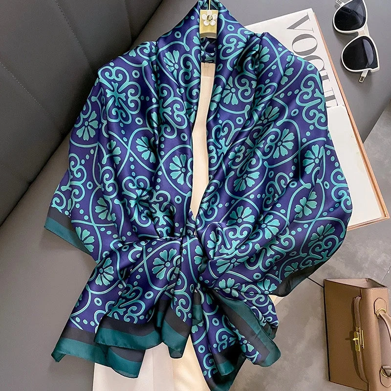 180x90 Cm Large Silk Soft Scarf Stylish Print Elegant Wrap