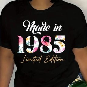 1985 Vintage-Inspired Short Sleeve Crew Neck Tee for Women - Perfect Casual Top for Spring & Summer