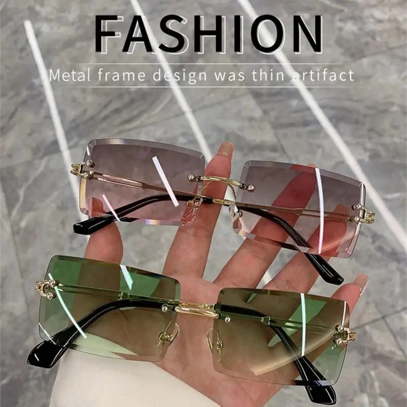 1/2pcs Fashion Rimless Sunglasses Woman Gradient Frameless Shades