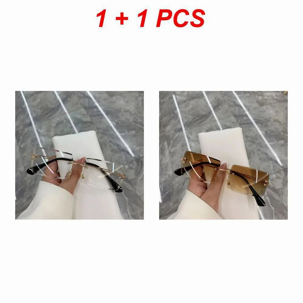 1/2pcs Fashion Rimless Sunglasses Woman Gradient Frameless Shades