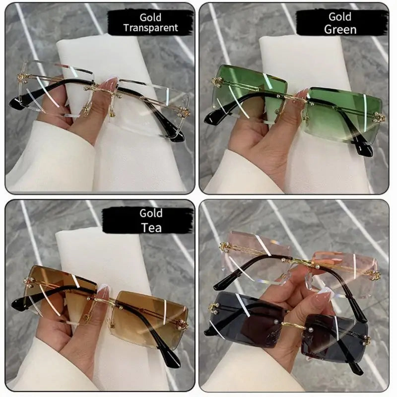1/2pcs Fashion Rimless Sunglasses Woman Gradient Frameless Shades