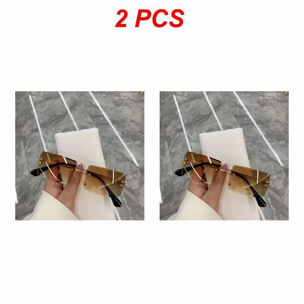 1/2pcs Fashion Rimless Sunglasses Woman Gradient Frameless Shades