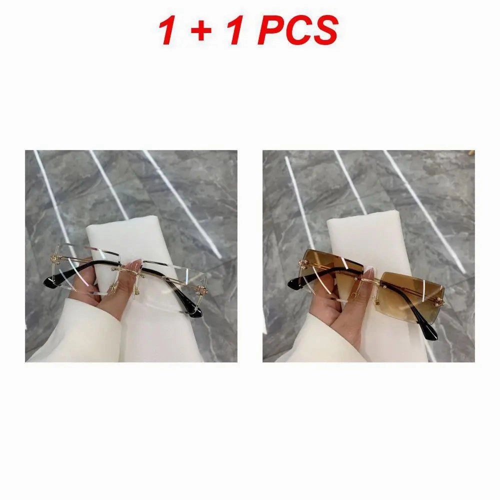 1/2pcs Fashion Rimless Sunglasses Woman Gradient Frameless Shades