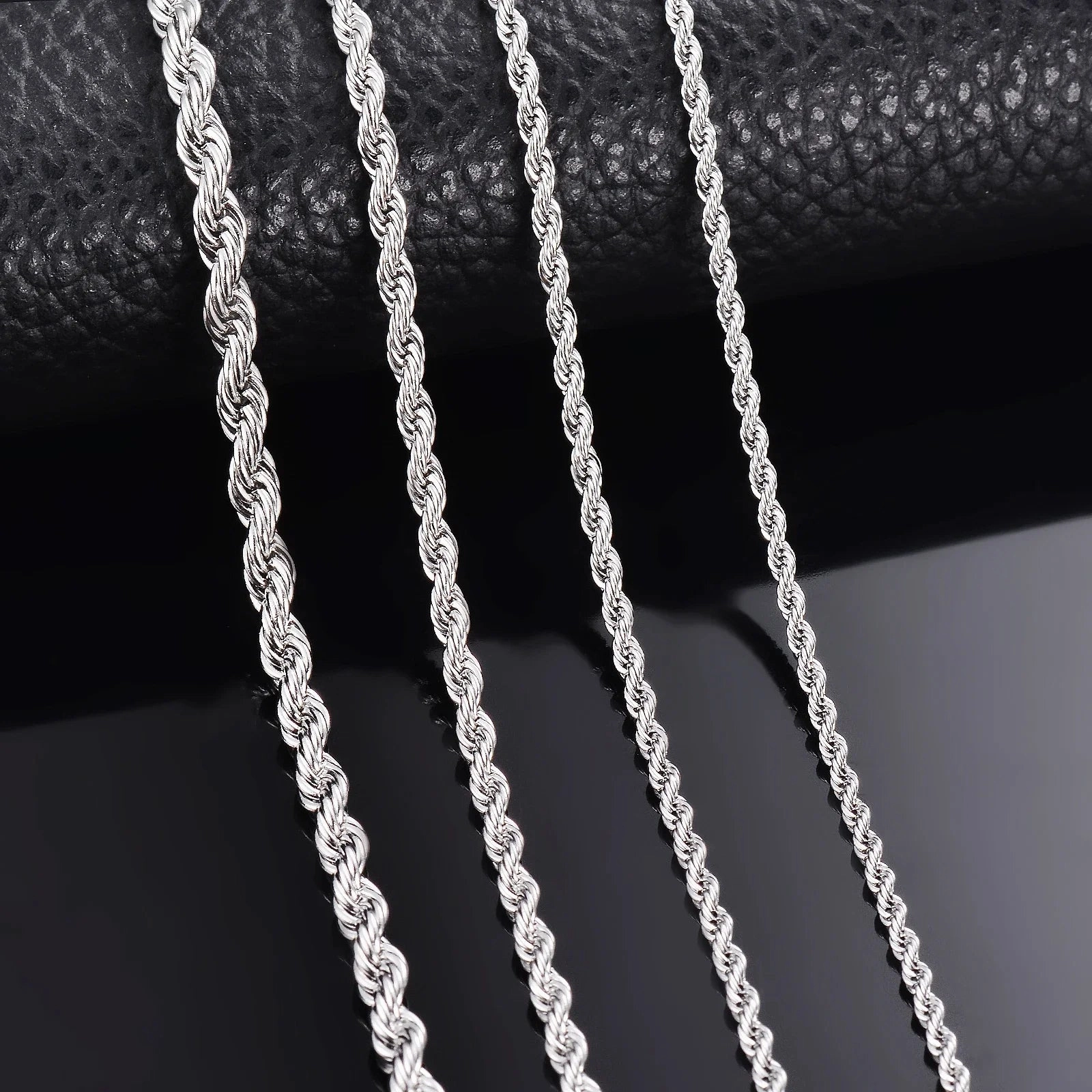 1 Piece 925 Sterling Silver 2mm 3mm 4mm Rope Chain Necklace Bracelet Unisex Fashion Accessory
