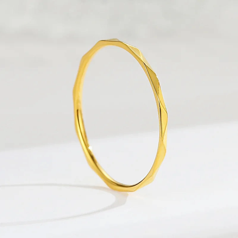 1mm Thin Stackable Ring Stainless Steel V Faceted Midi Ring