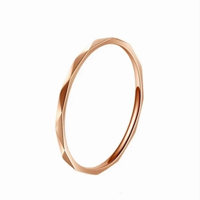 1mm Thin Stackable Ring Stainless Steel V Faceted Midi Ring