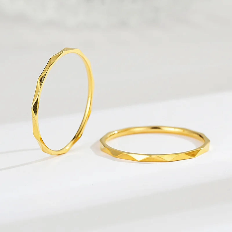 1mm Thin Stackable Ring Stainless Steel V Faceted Midi Ring