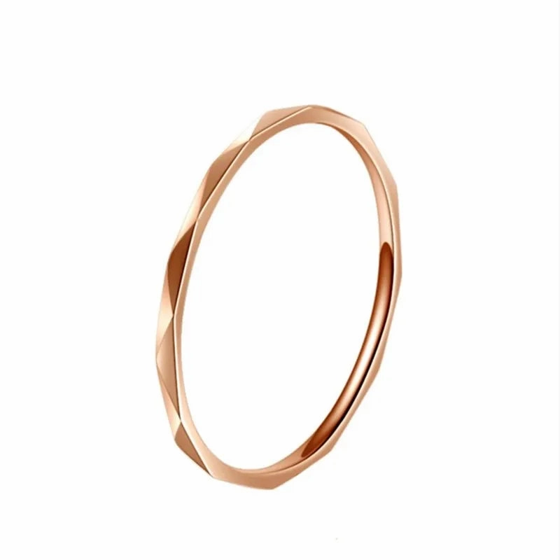 1mm Thin Stackable Ring Stainless Steel V Faceted Midi Ring