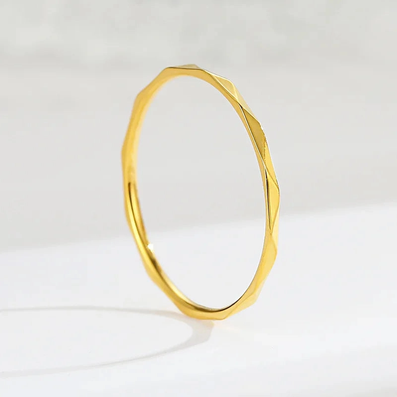 1mm Thin Stackable Ring Stainless Steel V Faceted Midi Ring