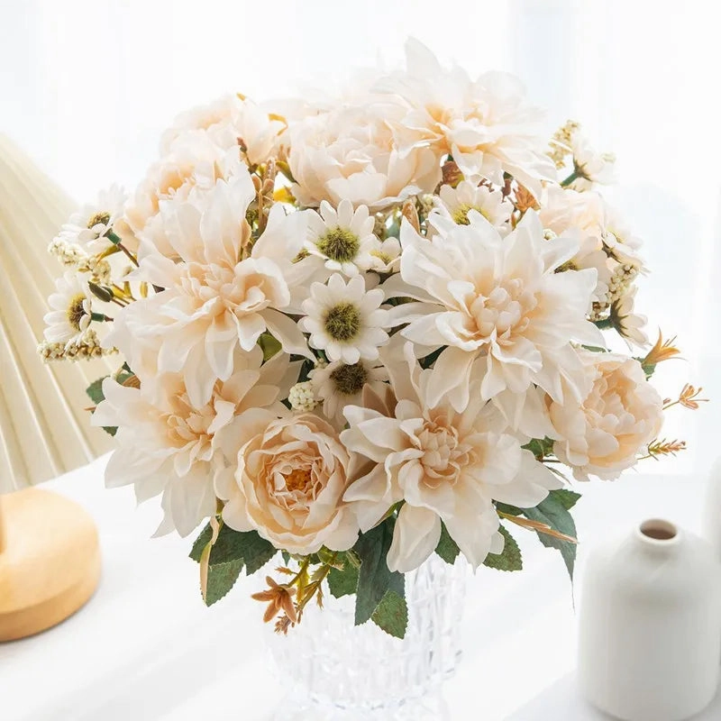 1Pc Hot Sale Artificial Flower Silk Dahlia Rose Daisy Decor