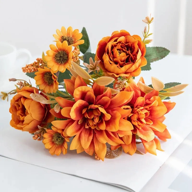 1Pc Hot Sale Artificial Flower Silk Dahlia Rose Daisy Decor