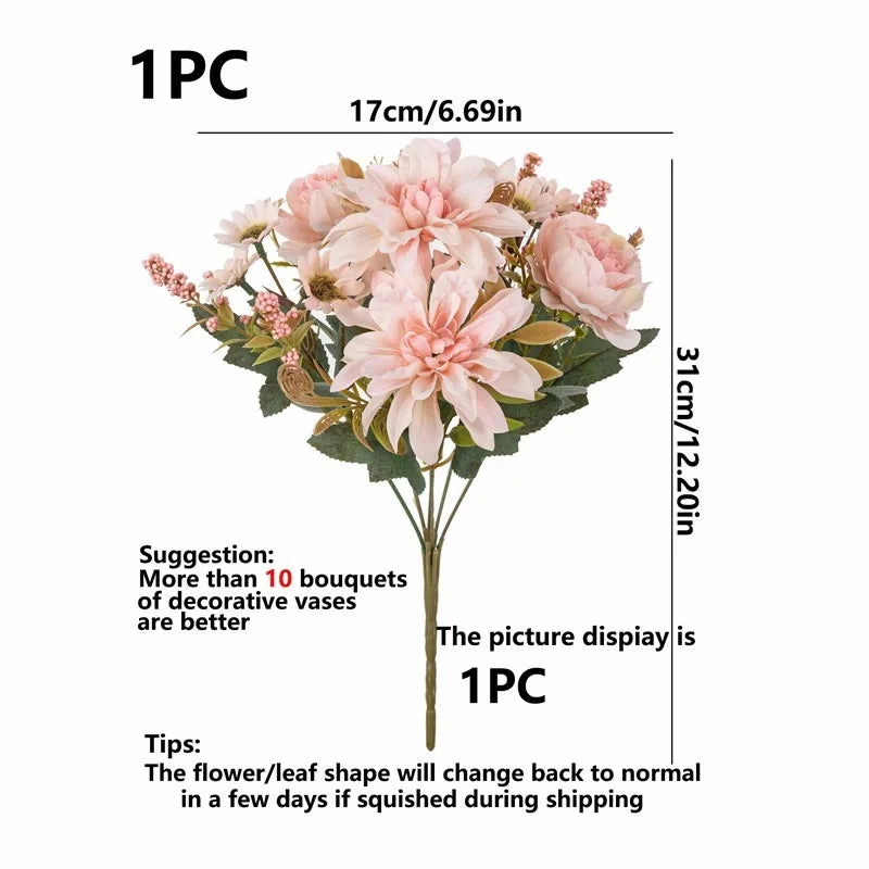 1Pc Hot Sale Artificial Flower Silk Dahlia Rose Daisy Decor