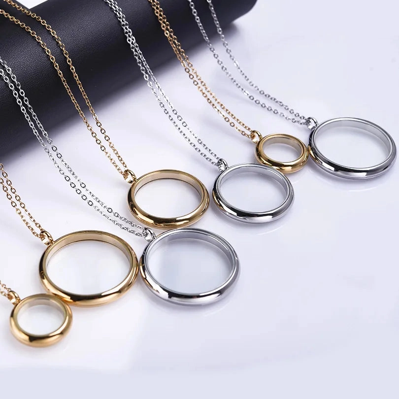 1Pc Stainless Steel Round Glass Memory Photo Ashes Locket
