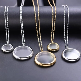 1Pc Stainless Steel Round Glass Memory Photo Ashes Locket