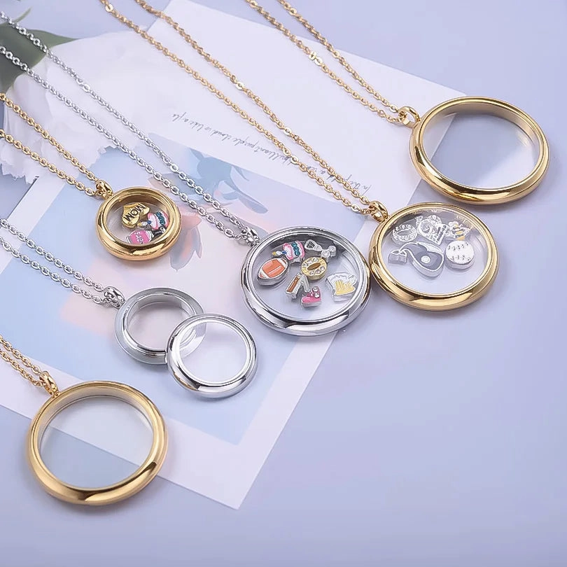 1Pc Stainless Steel Round Glass Memory Photo Ashes Locket