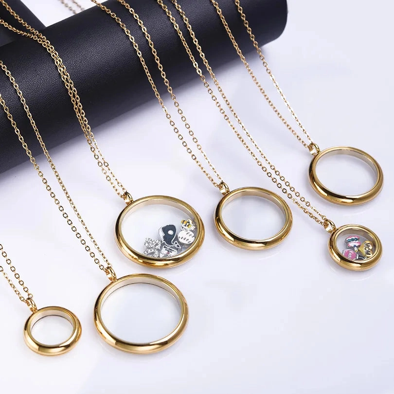 1Pc Stainless Steel Round Glass Memory Photo Ashes Locket