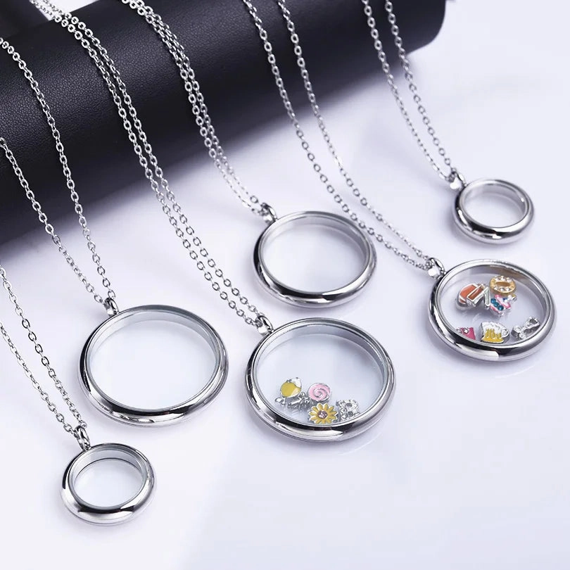 1Pc Stainless Steel Round Glass Memory Photo Ashes Locket