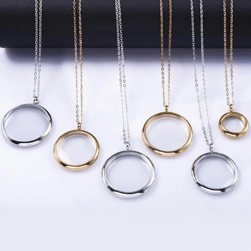 1Pc Stainless Steel Round Glass Memory Photo Ashes Locket