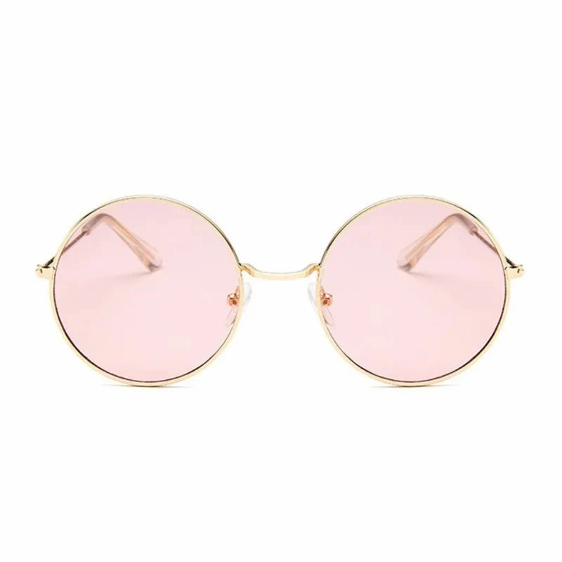 2019 Retro Round Pink Sunglasses Woman Alloy Mirror Style