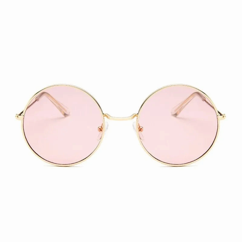 2019 Retro Round Pink Sunglasses Woman Alloy Mirror Style
