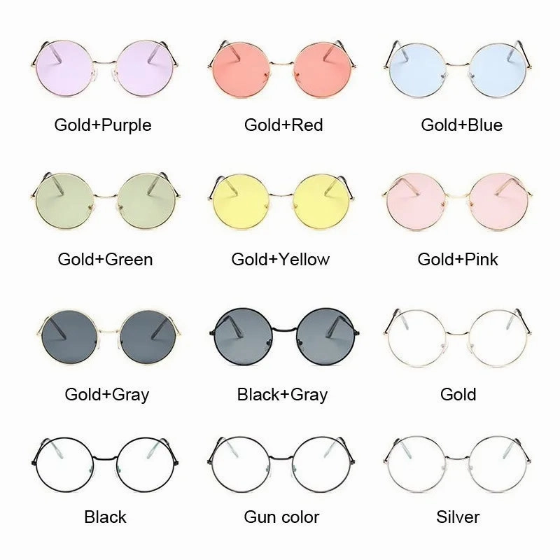 2019 Retro Round Pink Sunglasses Woman Alloy Mirror Style