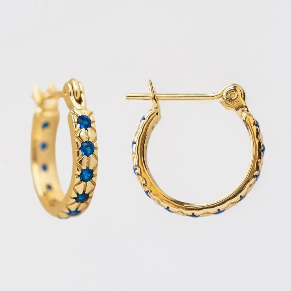2020 Christmas Gift For Girlfriend Blue White Cz Hoop Earrings