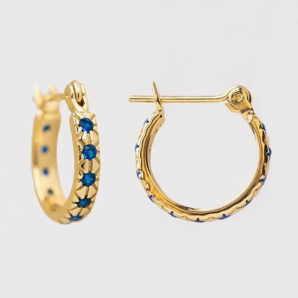 2020 Christmas Gift For Girlfriend Blue White Cz Hoop Earrings
