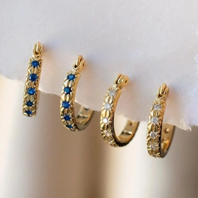 2020 Christmas Gift For Girlfriend Blue White Cz Hoop Earrings