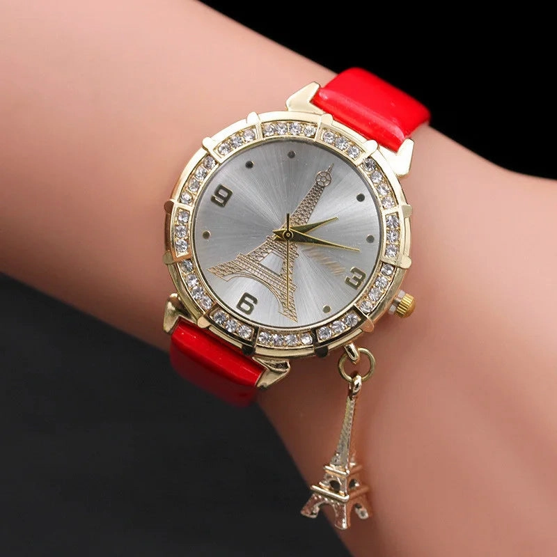 2020 Ladies Watches Fashion Paris Eiffel Tower Design Faux Leather Quartz Best Gift