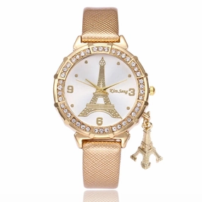 2020 Ladies Watches Fashion Paris Eiffel Tower Design Faux Leather Quartz Best Gift